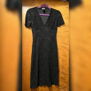 Bisou Bisou Black Lace Flutter Sleeve Midi Dress